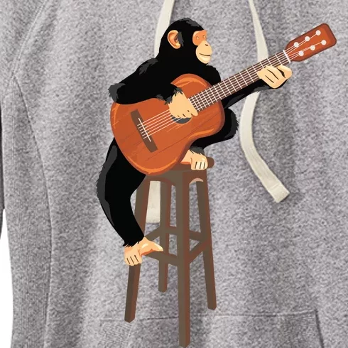 Chimpanzee Playing Acoustic Guitar Funny Monkey Women's Fleece Hoodie