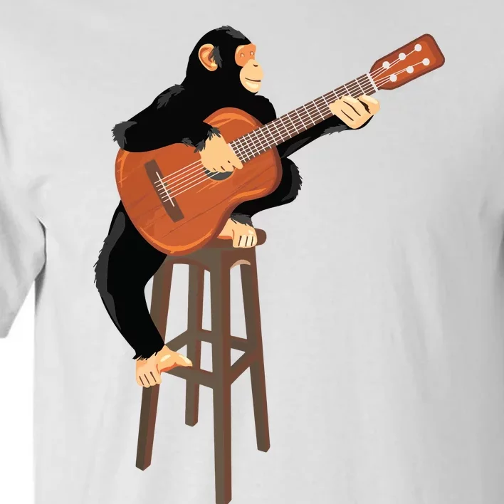 Chimpanzee Playing Acoustic Guitar Funny Monkey Tall T-Shirt