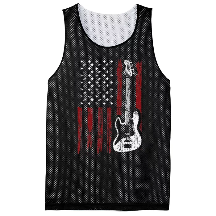 Cool Patriotic American Flag Bass Guitarist Guitar Mesh Reversible Basketball Jersey Tank