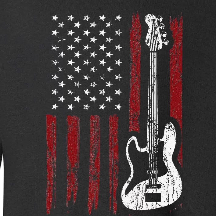 Cool Patriotic American Flag Bass Guitarist Guitar Toddler Sweatshirt