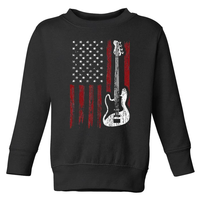 Cool Patriotic American Flag Bass Guitarist Guitar Toddler Sweatshirt