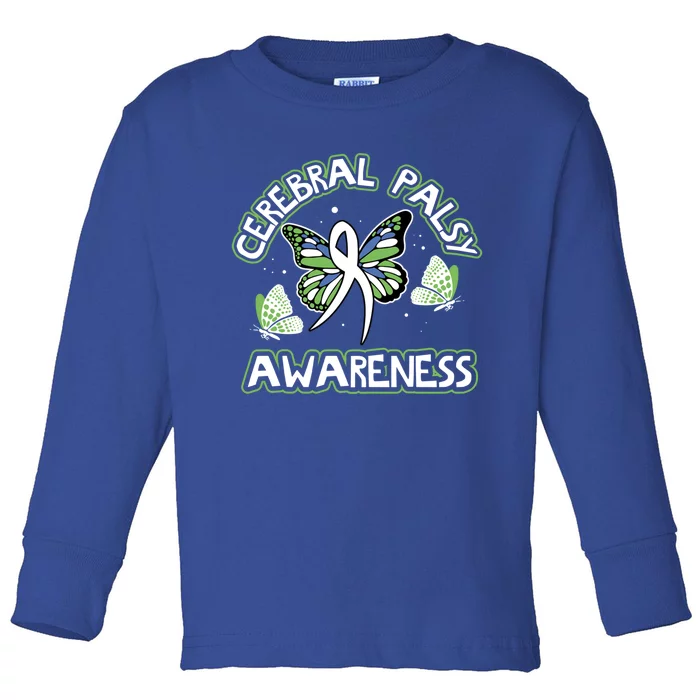 Cerebral Palsy Awareness Butterfly Design Idea Gift Toddler Long Sleeve Shirt