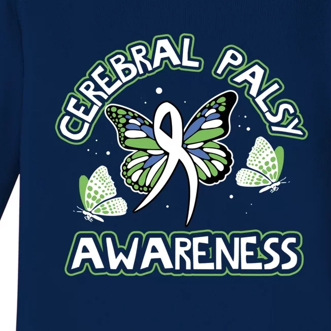 Cerebral Palsy Awareness Butterfly Design Idea Gift Baby Long Sleeve Bodysuit