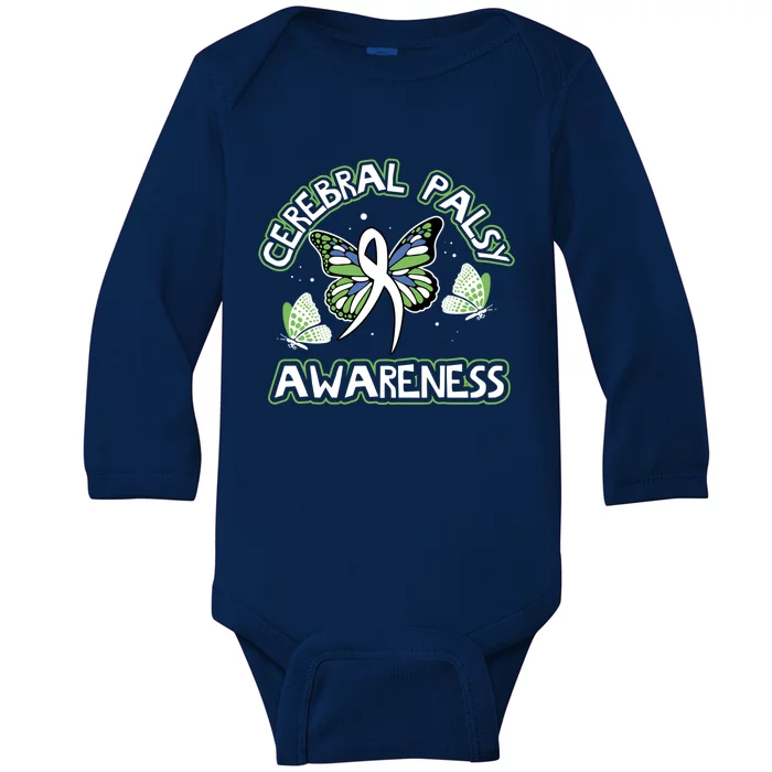 Cerebral Palsy Awareness Butterfly Design Idea Gift Baby Long Sleeve Bodysuit