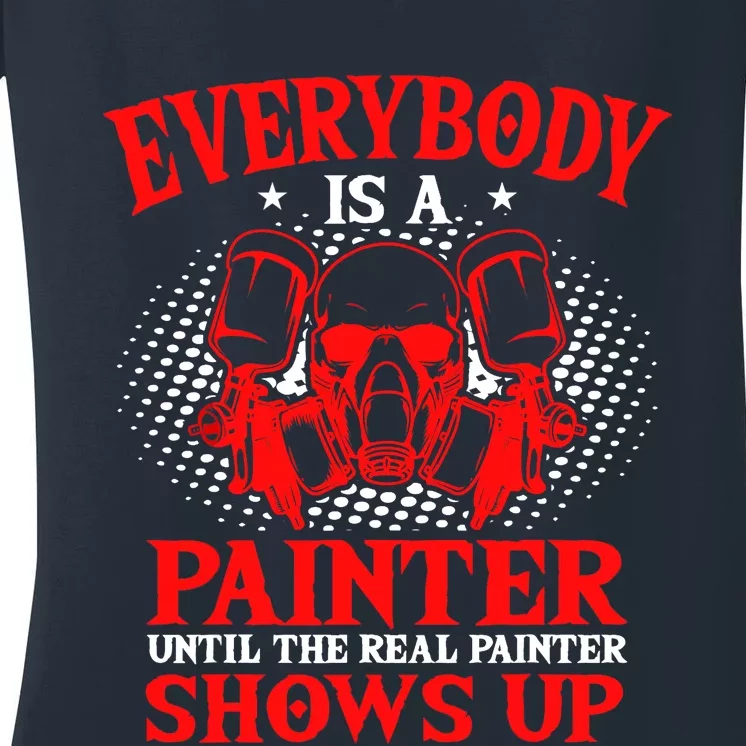 Car Painter Automative Spray Detailing Vehicle Women's V-Neck T-Shirt