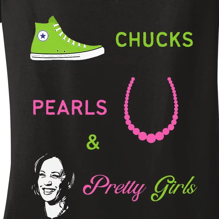 Chucks Pearls And Pretty Kamala Harris Inauguration Women's V-Neck T-Shirt