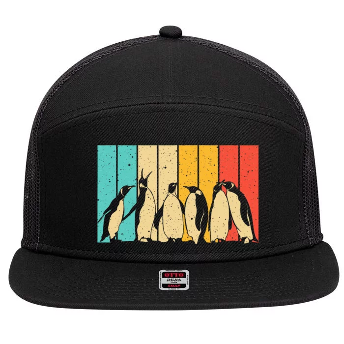 Cute Penguin Art Bird Zoologist Penguin Lovers 7 Panel Mesh Trucker Snapback Hat