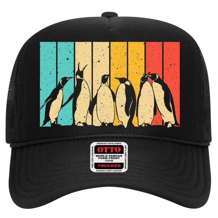 Cute Penguin Art Bird Zoologist Penguin Lovers High Crown Mesh Trucker Hat