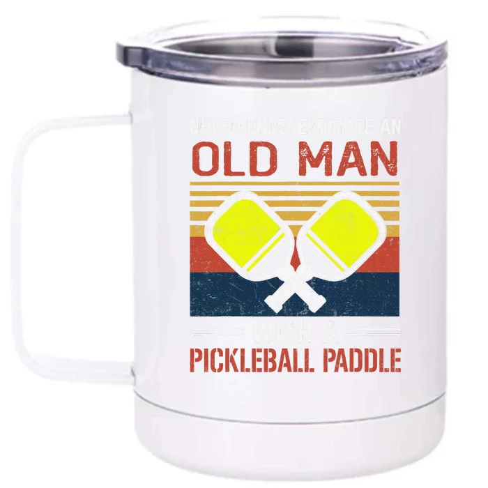 Cool Pickleball Art For Paddle Pickleball Player Front & Back 12oz Stainless Steel Tumbler Cup