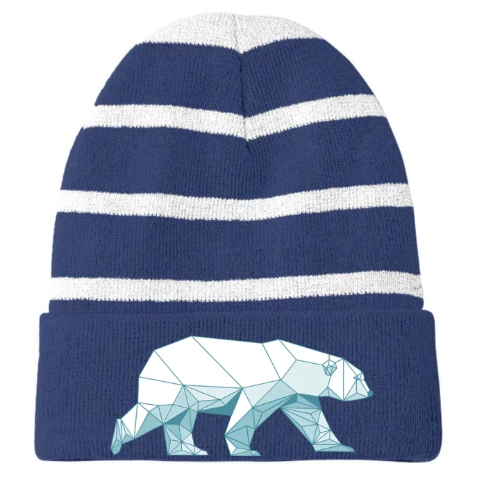 Cool Polar Bear Design For Arctic Polar Bear Lover Striped Beanie with Solid Band