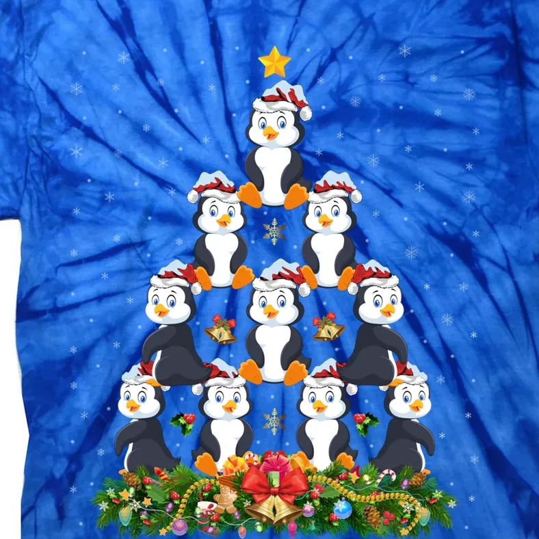 Cute Penguin Bird Lover Xmas Santa Penguin Christmas Tree Gift Tie-Dye T-Shirt