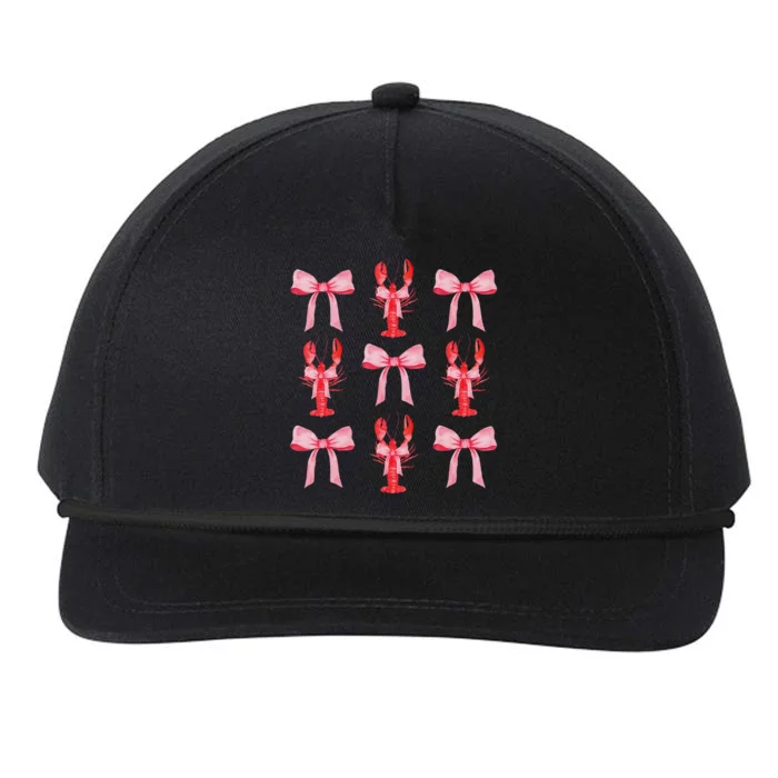 Cute Pink Bow Coquette Crawfish Aesthetic Snapback Five-Panel Rope Hat