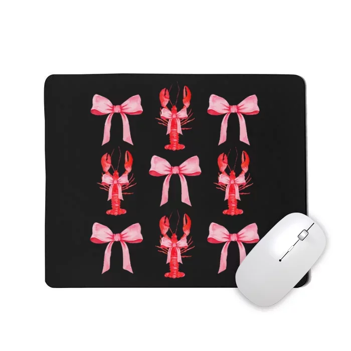 Cute Pink Bow Coquette Crawfish Aesthetic Mousepad