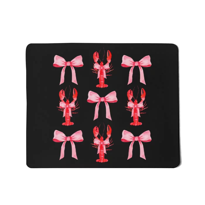 Cute Pink Bow Coquette Crawfish Aesthetic Mousepad