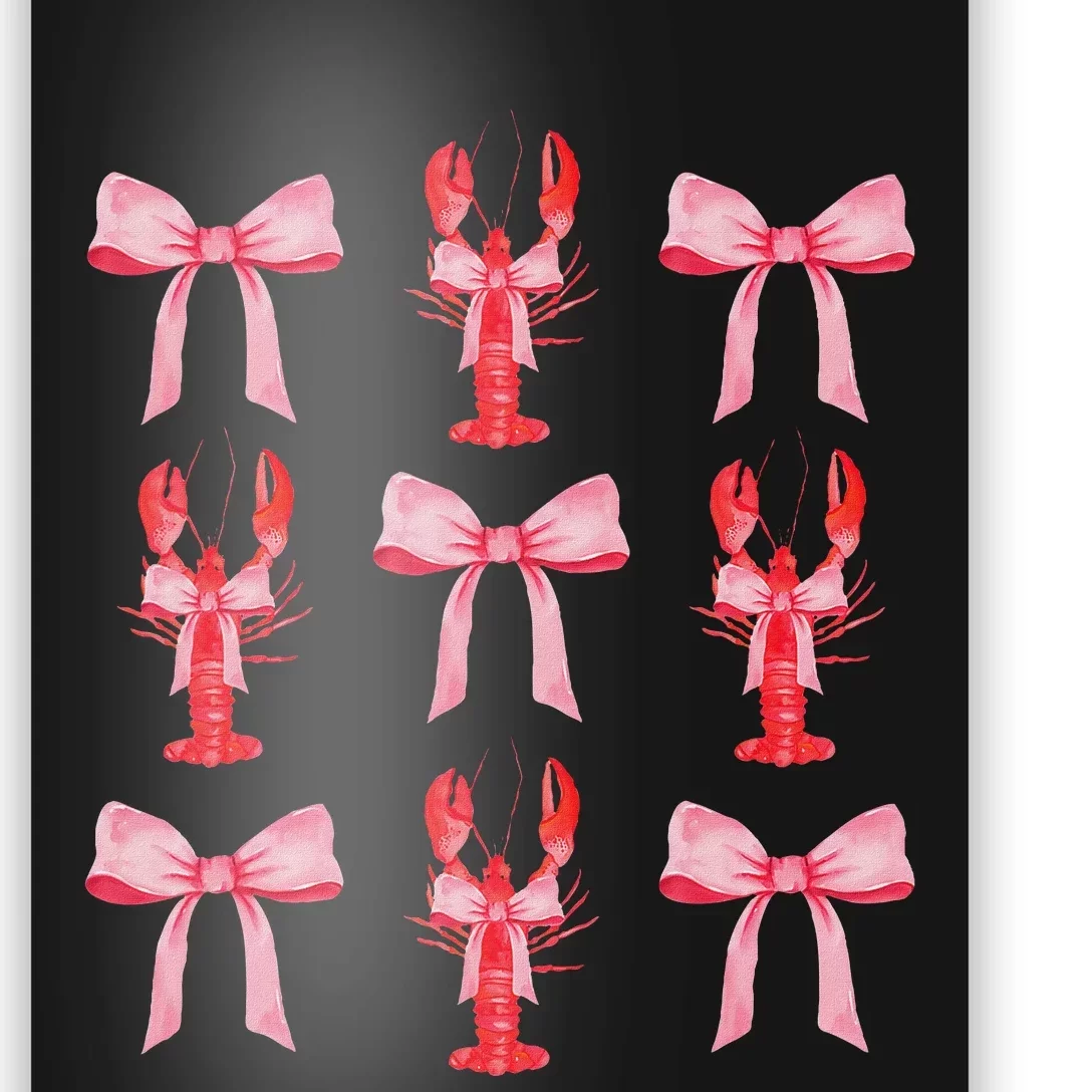 Cute Pink Bow Coquette Crawfish Aesthetic Poster