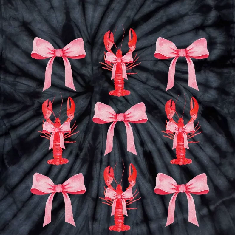 Cute Pink Bow Coquette Crawfish Aesthetic Tie-Dye T-Shirt