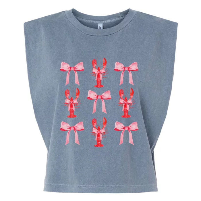 Cute Pink Bow Coquette Crawfish Aesthetic Garment-Dyed Women's Muscle Tee