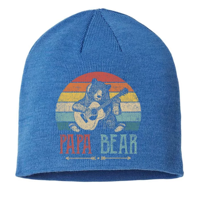 Cute Papa Bear Vintage FatherS Day Retro Dad Guitar Gift 8 1/2in Sustainable Knit Beanie