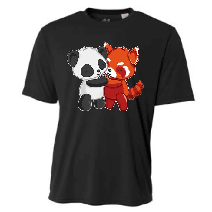 Chibi Panda Bear Hugs Red Panda Gift Cute Gift Cooling Performance Crew T-Shirt