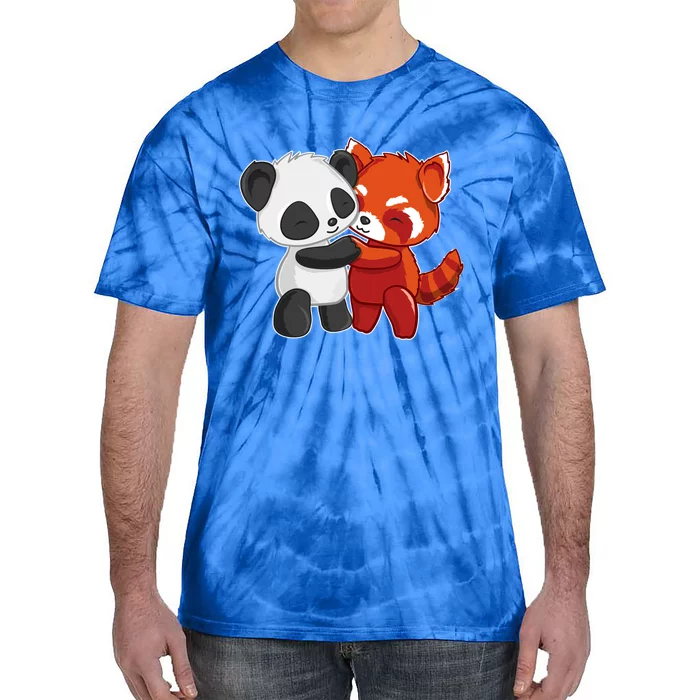 Chibi Panda Bear Hugs Red Panda Gift Cute Gift Tie-Dye T-Shirt