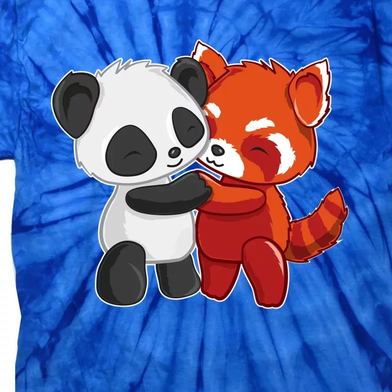 Chibi Panda Bear Hugs Red Panda Gift Cute Gift Tie-Dye T-Shirt