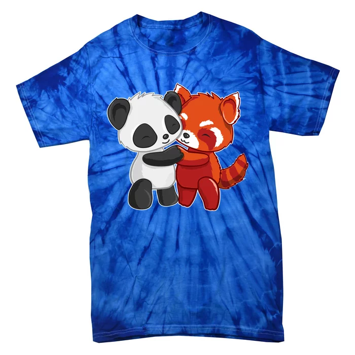 Chibi Panda Bear Hugs Red Panda Gift Cute Gift Tie-Dye T-Shirt