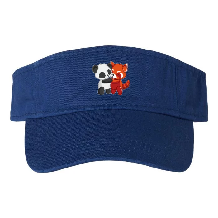 Chibi Panda Bear Hugs Red Panda Gift Cute Gift Valucap Bio-Washed Visor