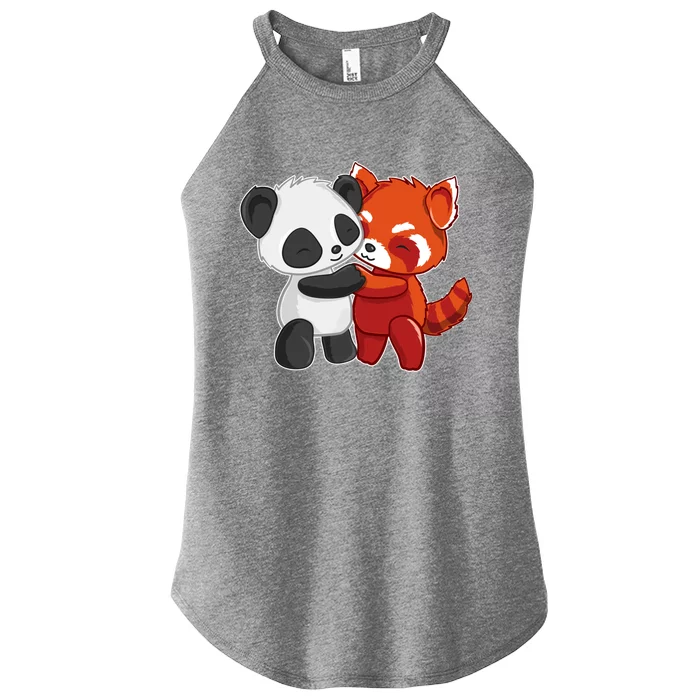 Chibi Panda Bear Hugs Red Panda Gift Cute Gift Women’s Perfect Tri Rocker Tank