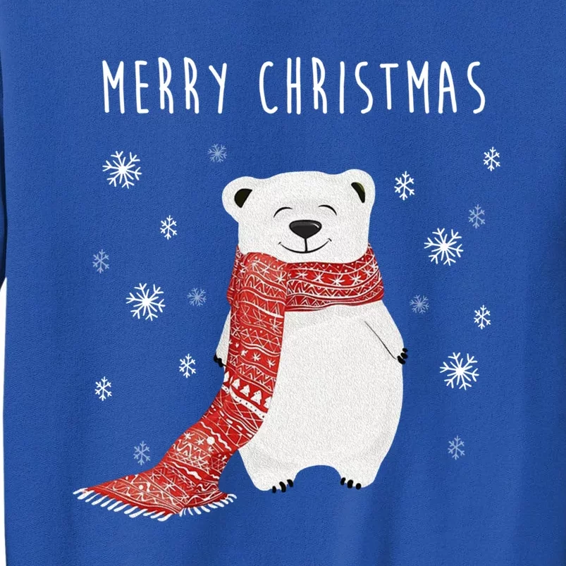 Cute Polar Bear Scarf Merry Christmas Xmas Holidays Gift Tee Great Gift Tall Sweatshirt