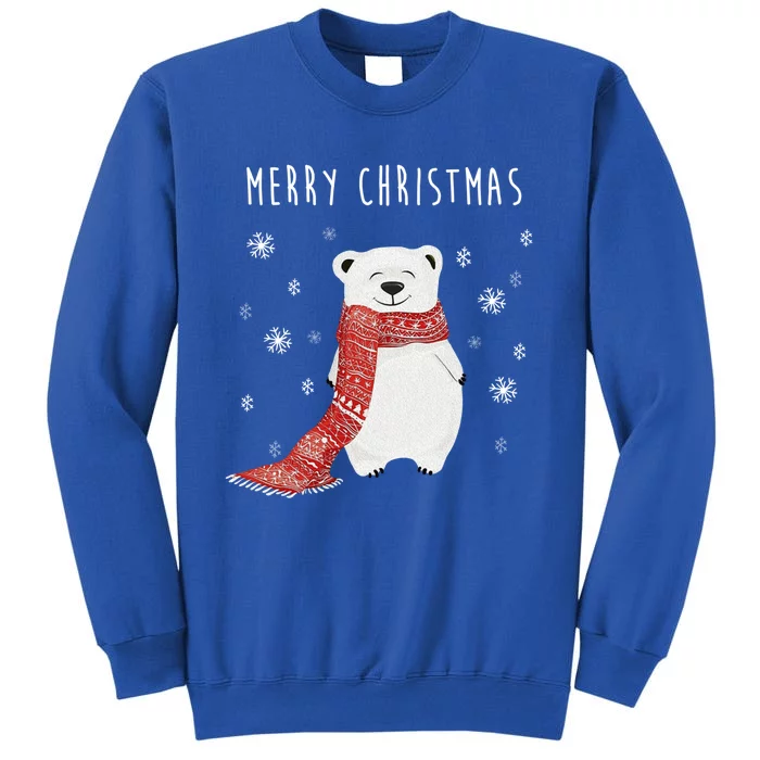 Cute Polar Bear Scarf Merry Christmas Xmas Holidays Gift Tee Great Gift Tall Sweatshirt