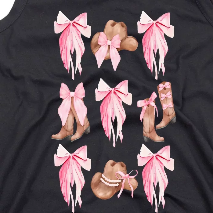 Coquette Pink Bow Cowboy Boots Hat Western Country Cowgirl Tank Top