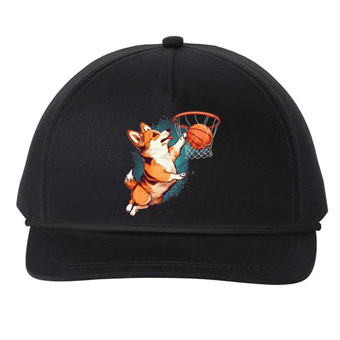 Corgi Puppy Basketball Pet Sports Lovers Funny Dog Snapback Five-Panel Rope Hat