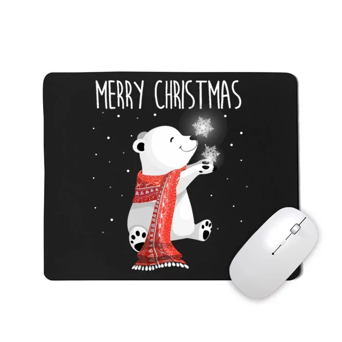 Cute Polar Bear Scarf Merry Christmas Xmas Holidays Gift Mousepad