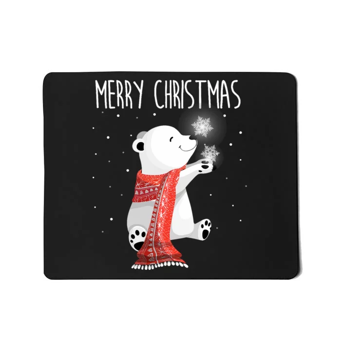 Cute Polar Bear Scarf Merry Christmas Xmas Holidays Gift Mousepad