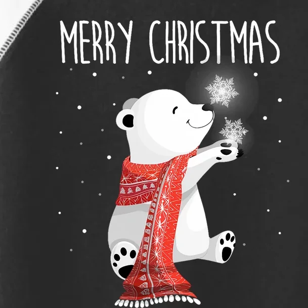 Cute Polar Bear Scarf Merry Christmas Xmas Holidays Gift Toddler Fine Jersey T-Shirt