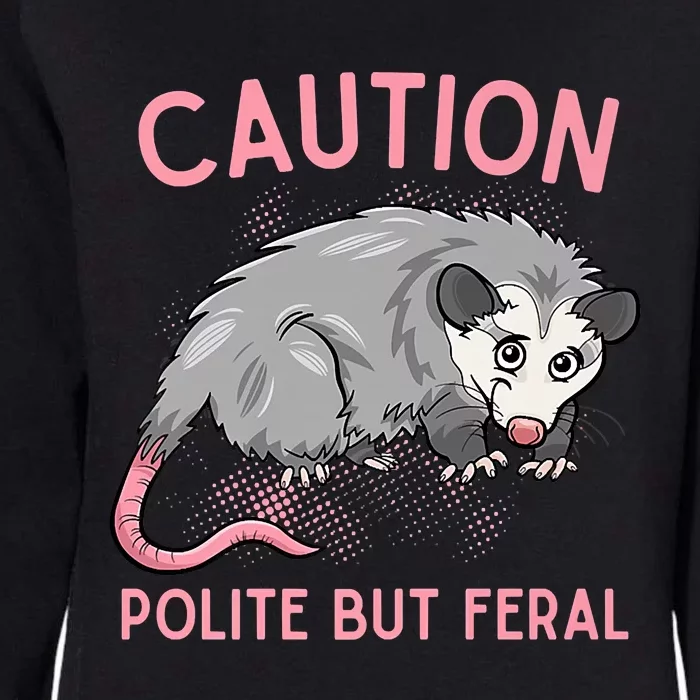 CAUTION POLITE BUT FERAL Funny Opossum Womens California Wash Sweatshirt