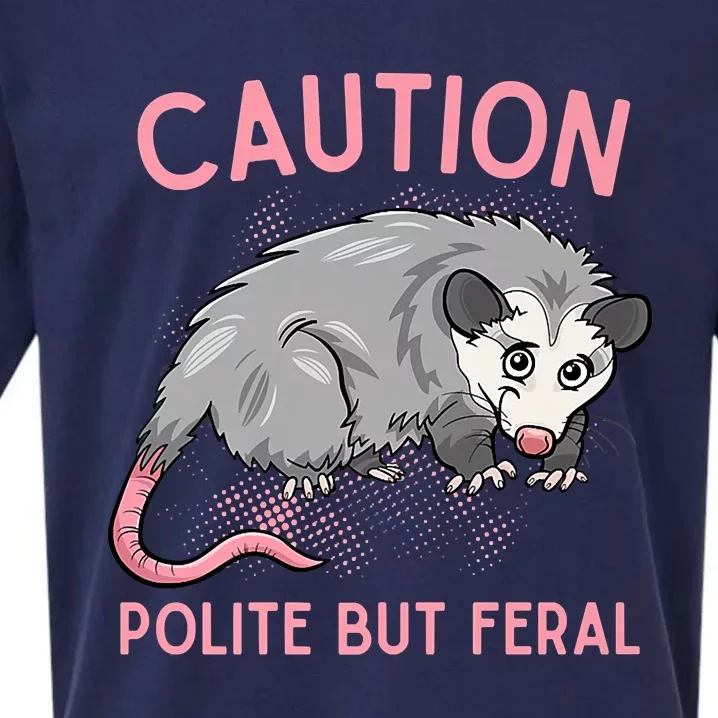 CAUTION POLITE BUT FERAL Funny Opossum Sueded Cloud Jersey T-Shirt