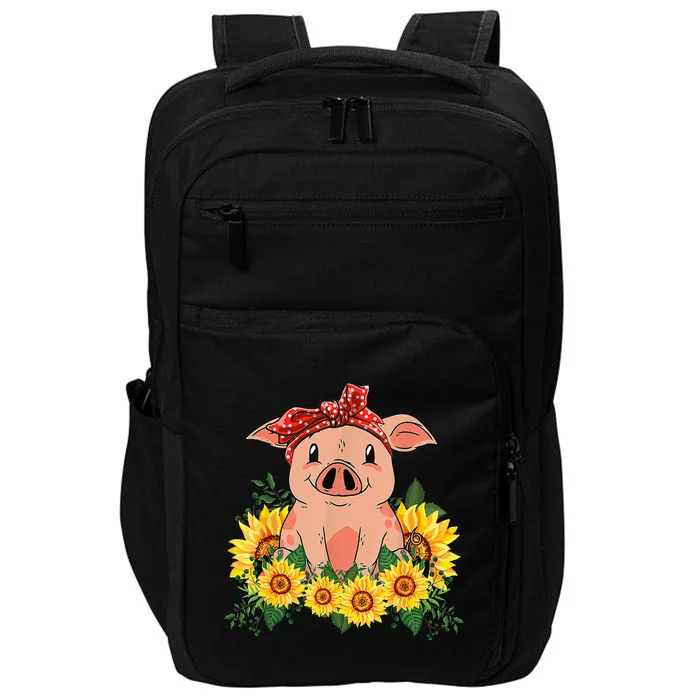 Cute Pig Bandana Sunflower Funny Farm Animal Lover Impact Tech Backpack