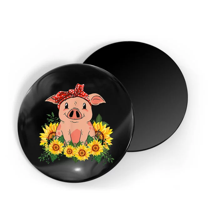 Cute Pig Bandana Sunflower Funny Farm Animal Lover Magnet