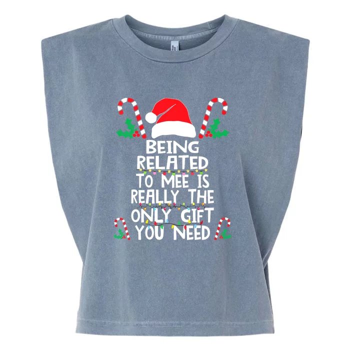 Christmas Pajama Being Related To Me Family Xmas Holiday Gift Garment-Dyed Women's Muscle Tee