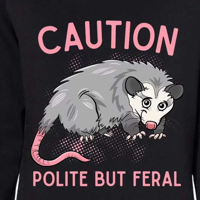 CAUTION POLITE BUT FERAL Funny Opossum Premium Womens California Wash Sweatshirt