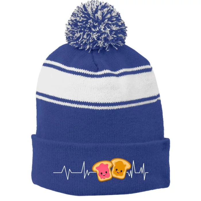 Cute Peanut Butter And Jelly Lover Great Gift Stripe Pom Pom Beanie