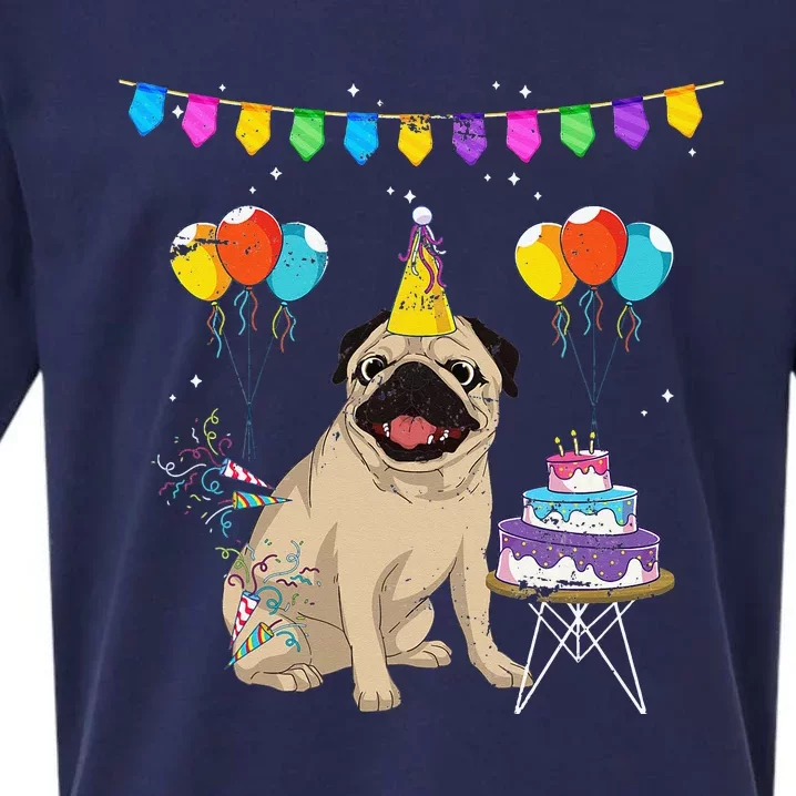 Cute Pug Birthday Celebration Cake Pet Animal Dog Owner Pug Sueded Cloud Jersey T-Shirt