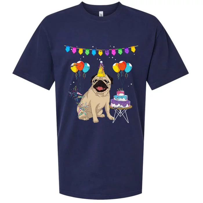 Cute Pug Birthday Celebration Cake Pet Animal Dog Owner Pug Sueded Cloud Jersey T-Shirt