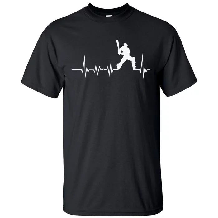 Cricket Player Bat And Ball Game Cricket Heartbeat Tall T-Shirt