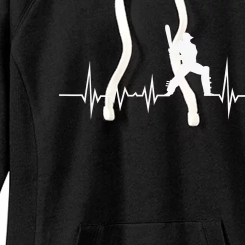 Cricket Player Bat And Ball Game Cricket Heartbeat Women's Fleece Hoodie