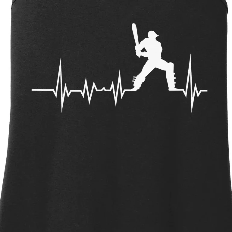 Cricket Player Bat And Ball Game Cricket Heartbeat Ladies Essential Tank