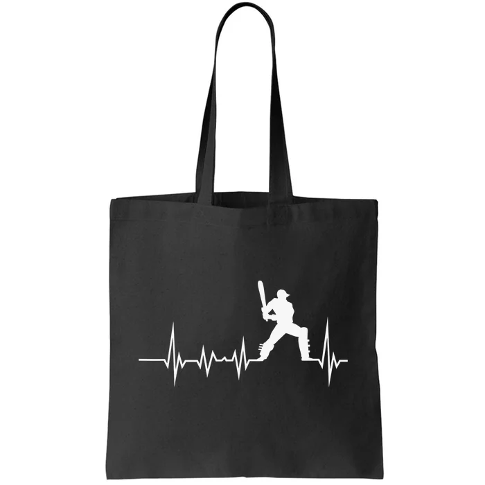 Cricket Player Bat And Ball Game Cricket Heartbeat Tote Bag