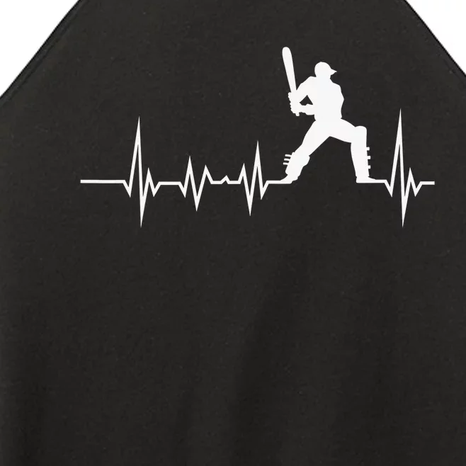 Cricket Player Bat And Ball Game Cricket Heartbeat Women’s Perfect Tri Rocker Tank