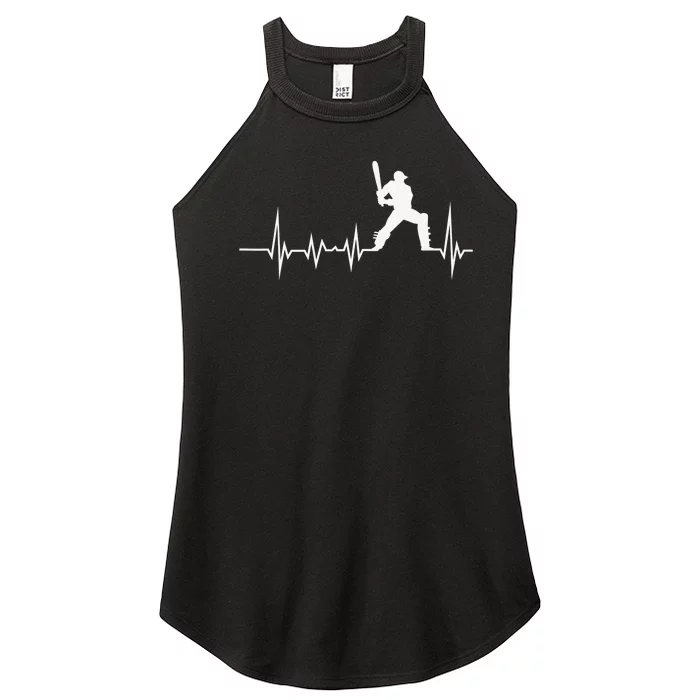 Cricket Player Bat And Ball Game Cricket Heartbeat Women’s Perfect Tri Rocker Tank